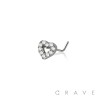 CZ HEART 316L SURGICAL STEEL L-SHAPE NOSE RING